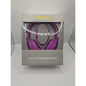Heyday Wired Headphones Purple 3.5mm Over-Ear Stereo Audio Mic NIB